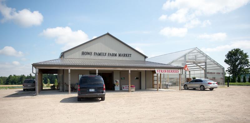 Front of Howe Family Farm Market building 